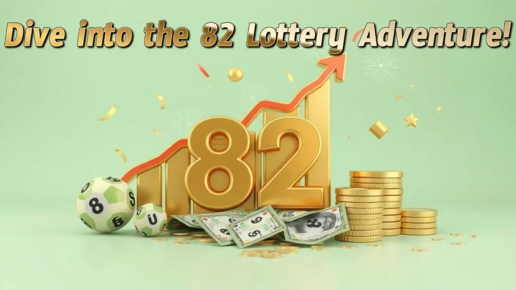 illustration text 'dive into the 82 lottery adventure'