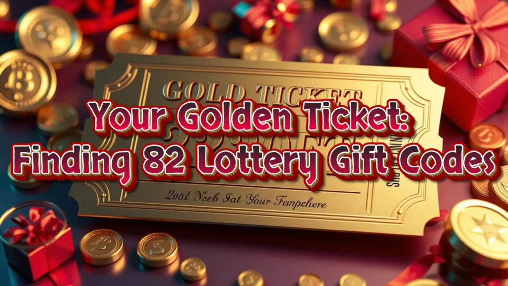 illustration text 'Your Golden Ticket: Finding 82 Lottery Gift Codes'